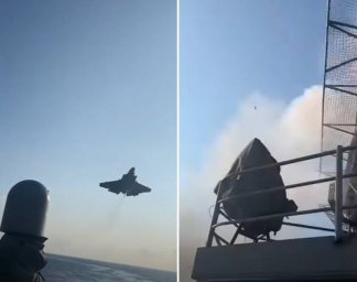 Допустил столкновение с надстройкой: опубликованы кадры с истребителем F-35 при попытке посадки на а