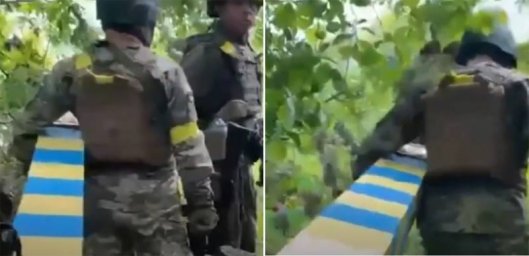 Украинские боевики сами засняли, как принесли пограничный столб в попытке выдать это за выход на гра