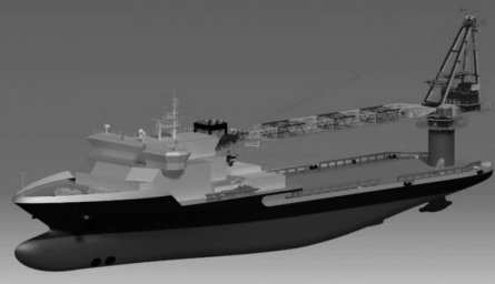 Показано изображение предполагаемого к строительству универсального морского транспорта проекта 2312 Показано изображение предполагаемого к строительству универсального морского транспорта проекта 2312